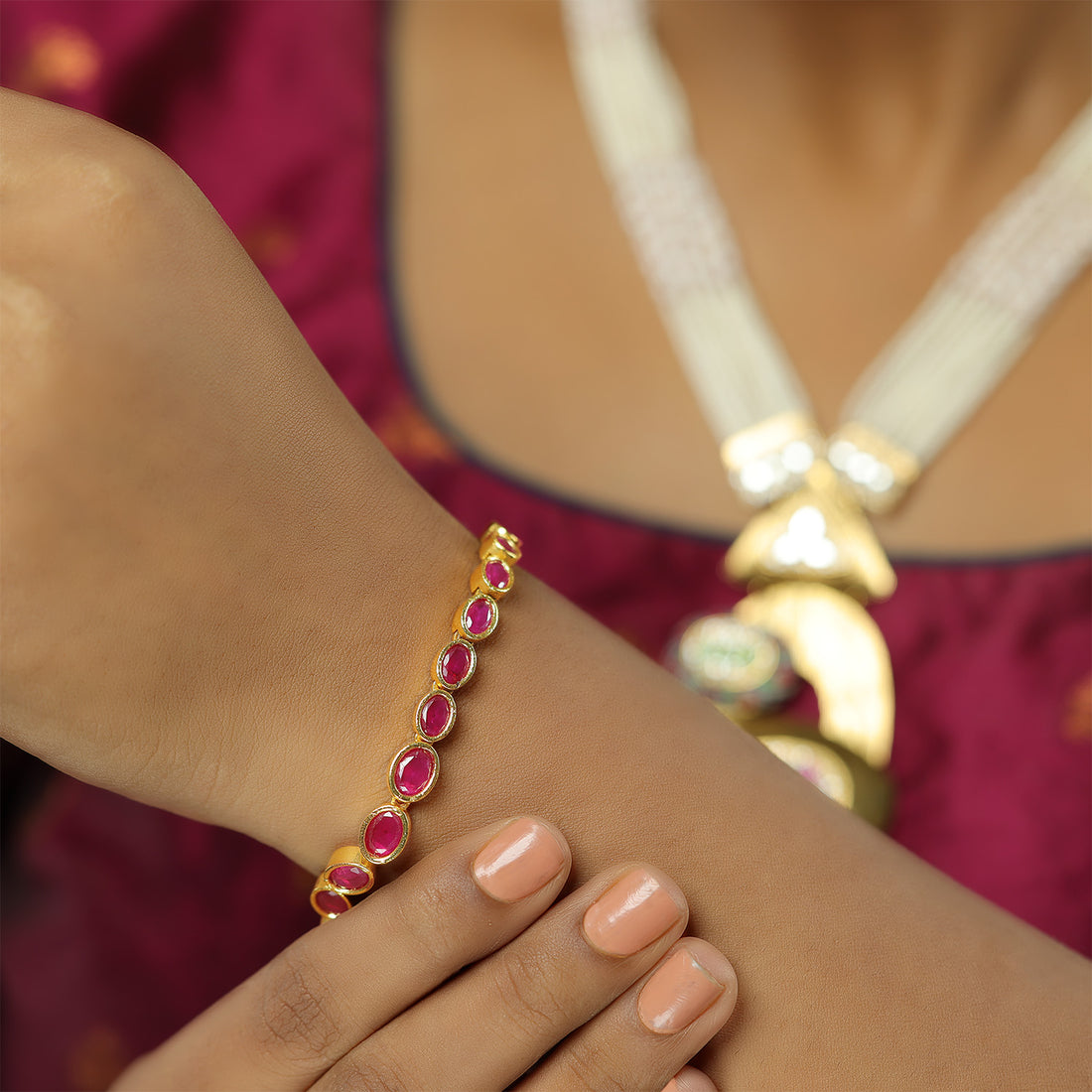 Endless Red Stones 925 Gold Plated Bracelets