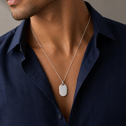 EngravableSterling Silver Oval Dog Tag Pendant