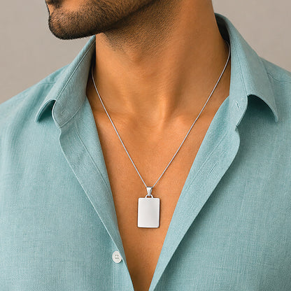 Engravable SterlingSilver Rectangular Tag Pendant