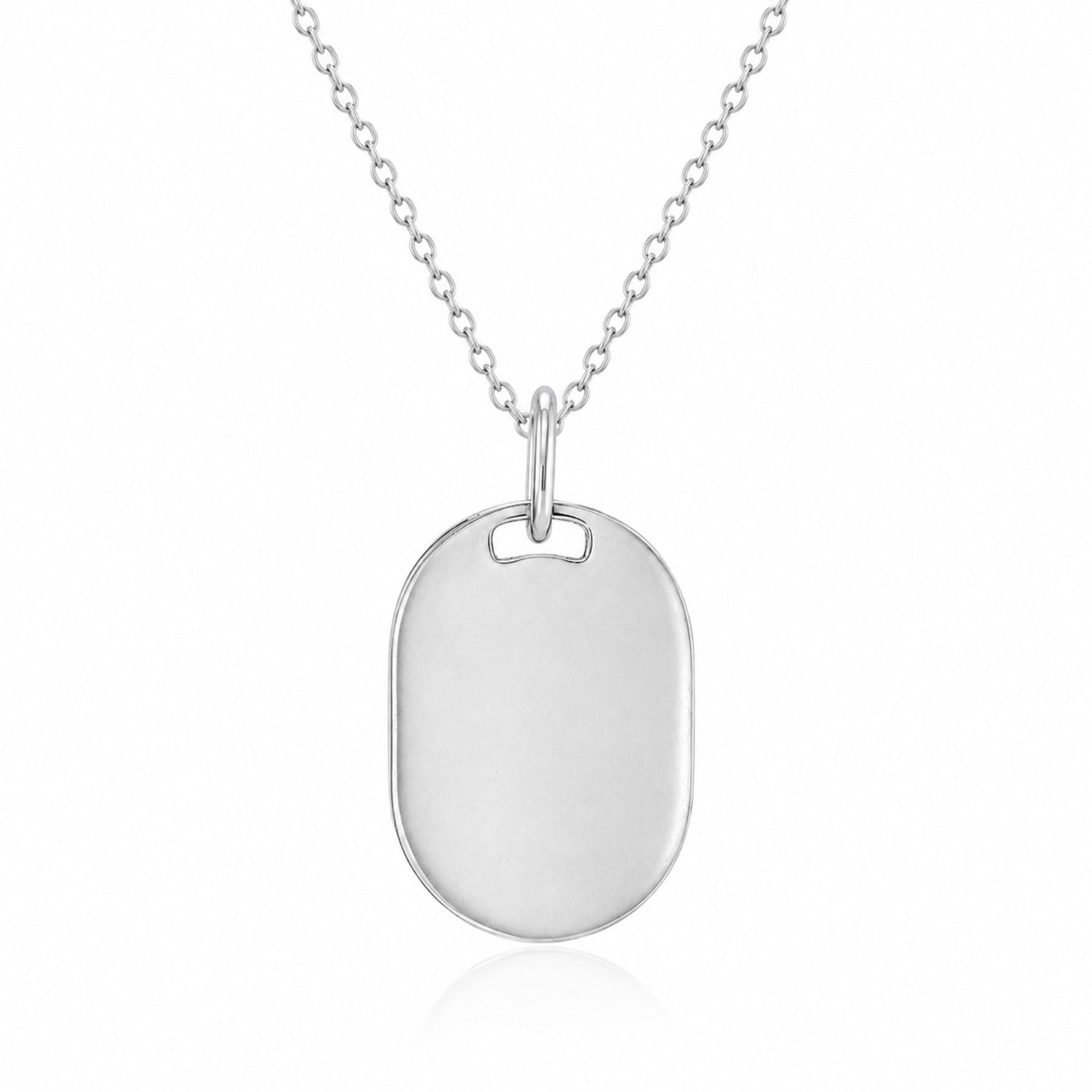 EngravableSterling SilverOval Dog Tag Pendant