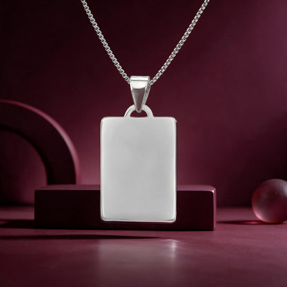 Engravable Sterling Silver Rectangular Tag Pendant