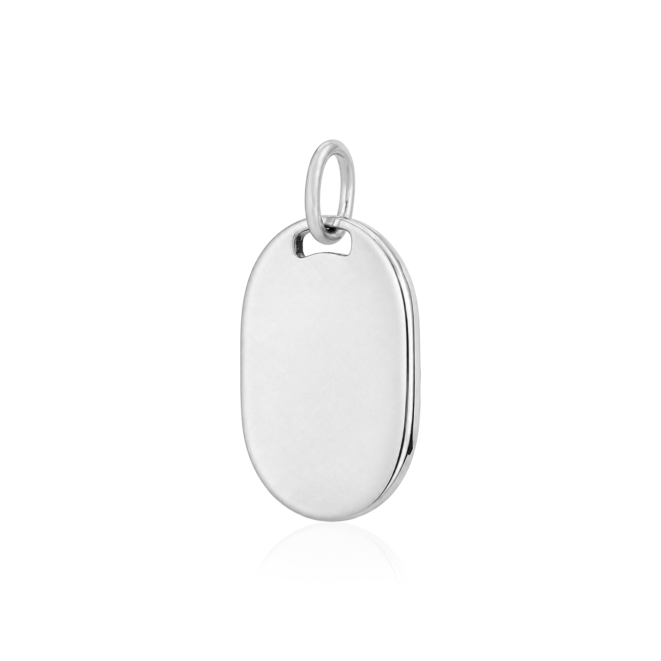 Engravable Sterling Silver Oval Dog TagPendant