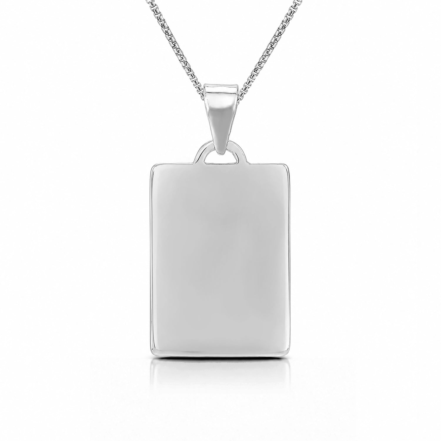 Engravable Sterling Silver RectangularTag Pendant