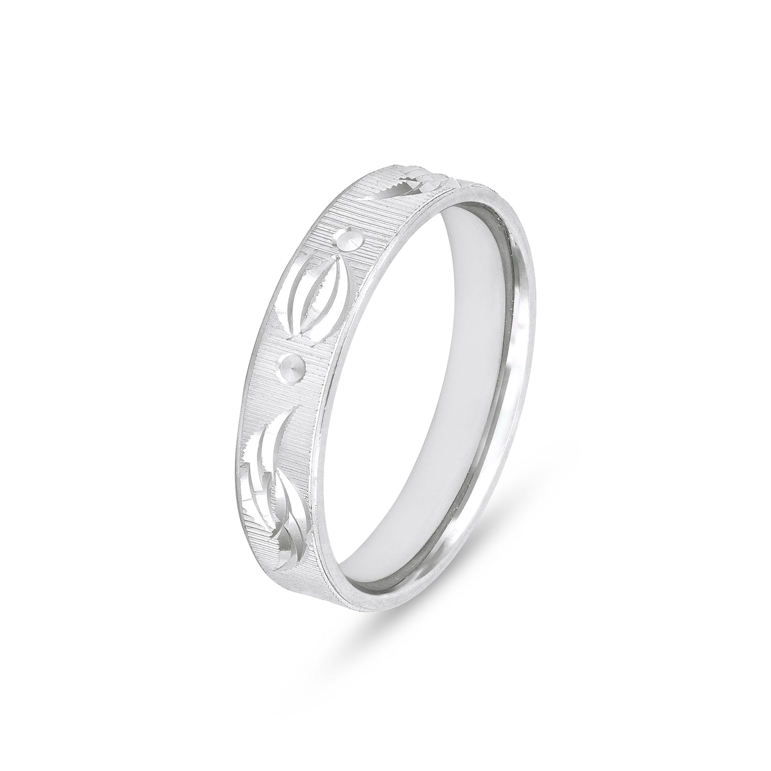 Engraved Leaf Harmony 925 Sterling Silver Rings for Men