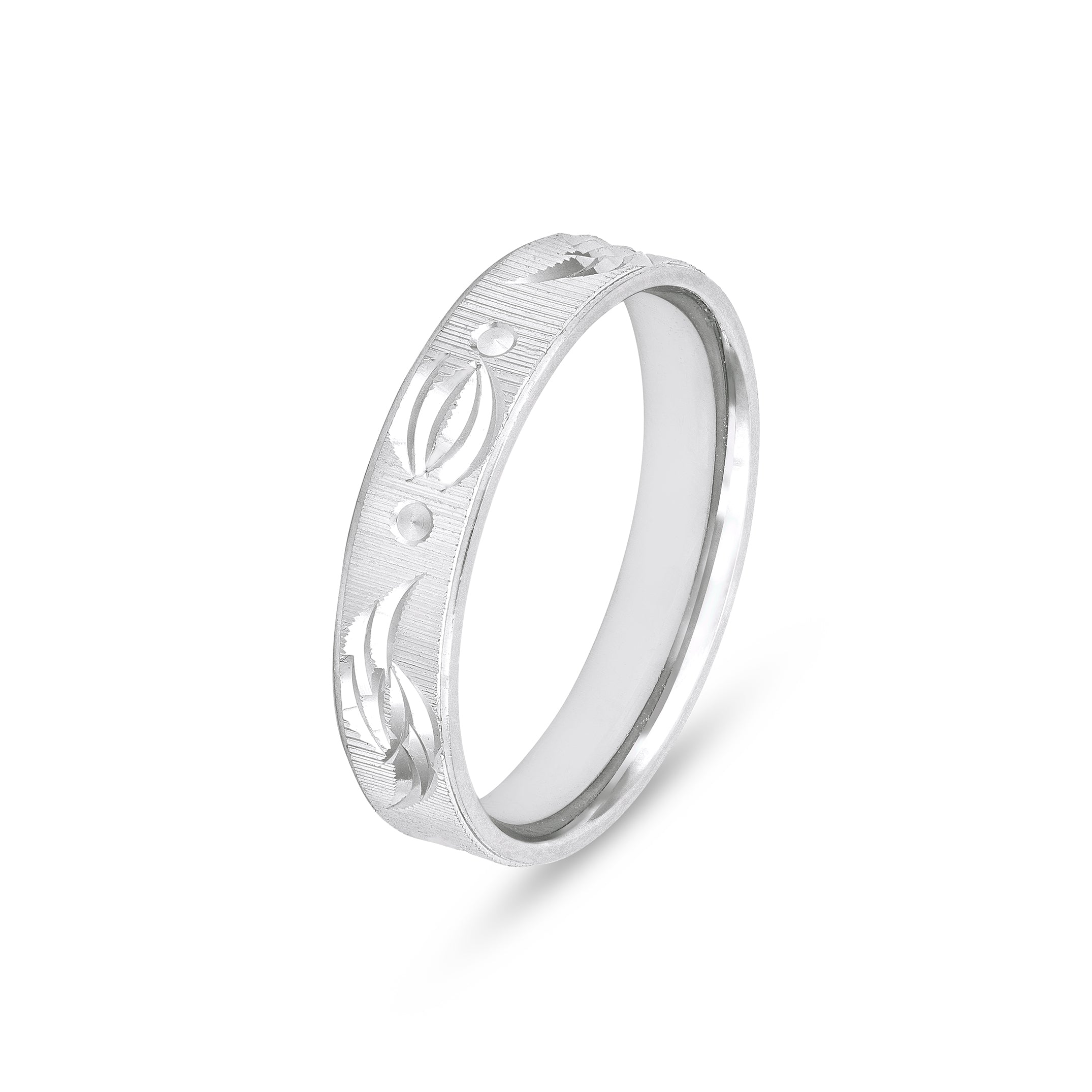 Engraved Leaf Harmony 925 Sterling Silver Rings for Men
