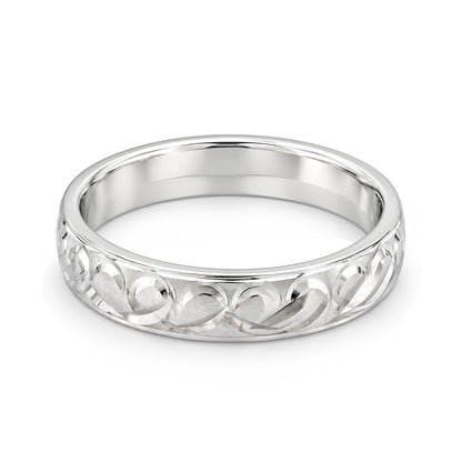 Engraved Heart Vine Sterling Silver Ring