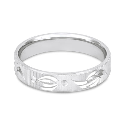 Engraved Leaf Harmony 925 Sterling Silver Rings for Men