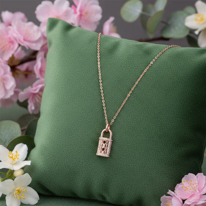 Eterna Lock Rose Gold Plated Pendant Chain
