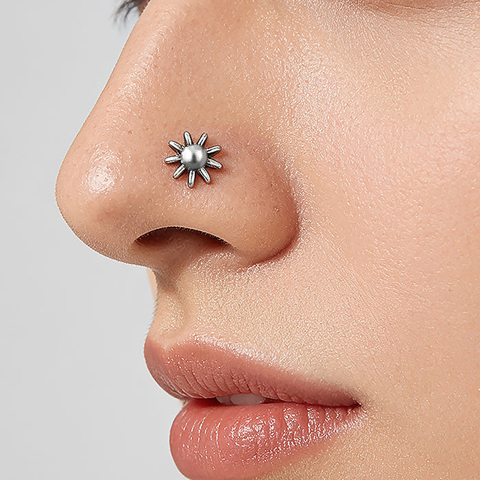 Eternal Bloom 925 Sterling Silver Sunflower Charm Nosepin