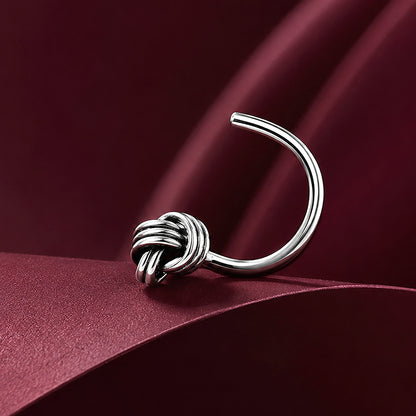 Eternal Knot Silver Open Hoop Nose Ring