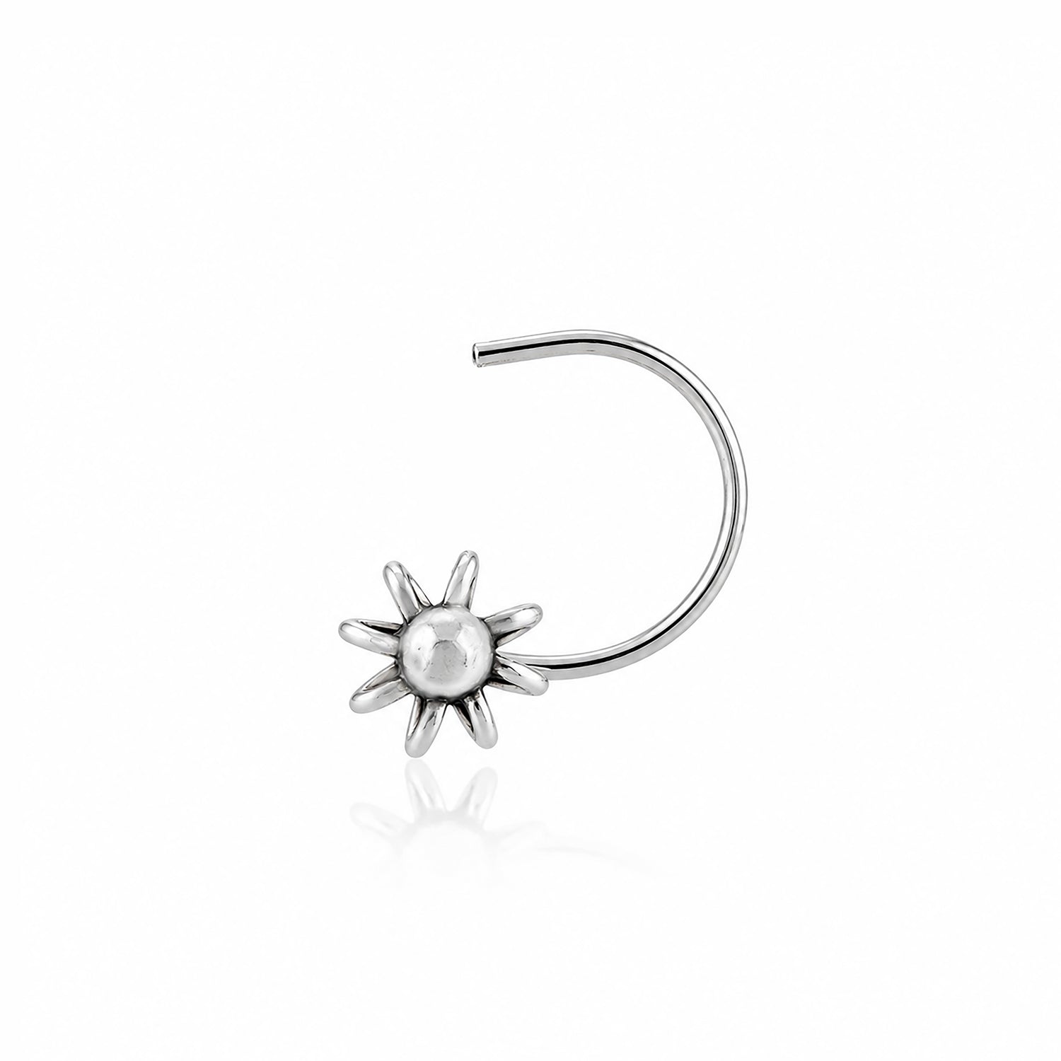 Eternal Bloom 925 Sterling Silver Sunflower Charm Nosepin