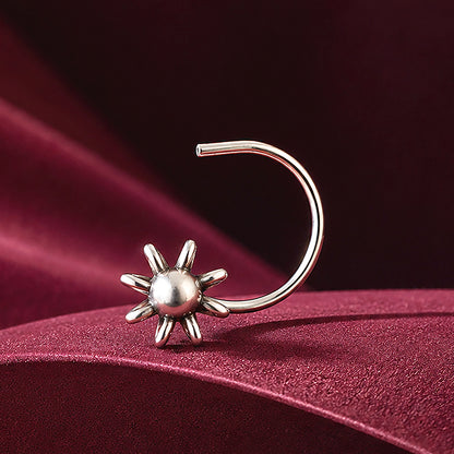 Eternal Bloom 925 Sterling Silver Sunflower Charm Nosepin
