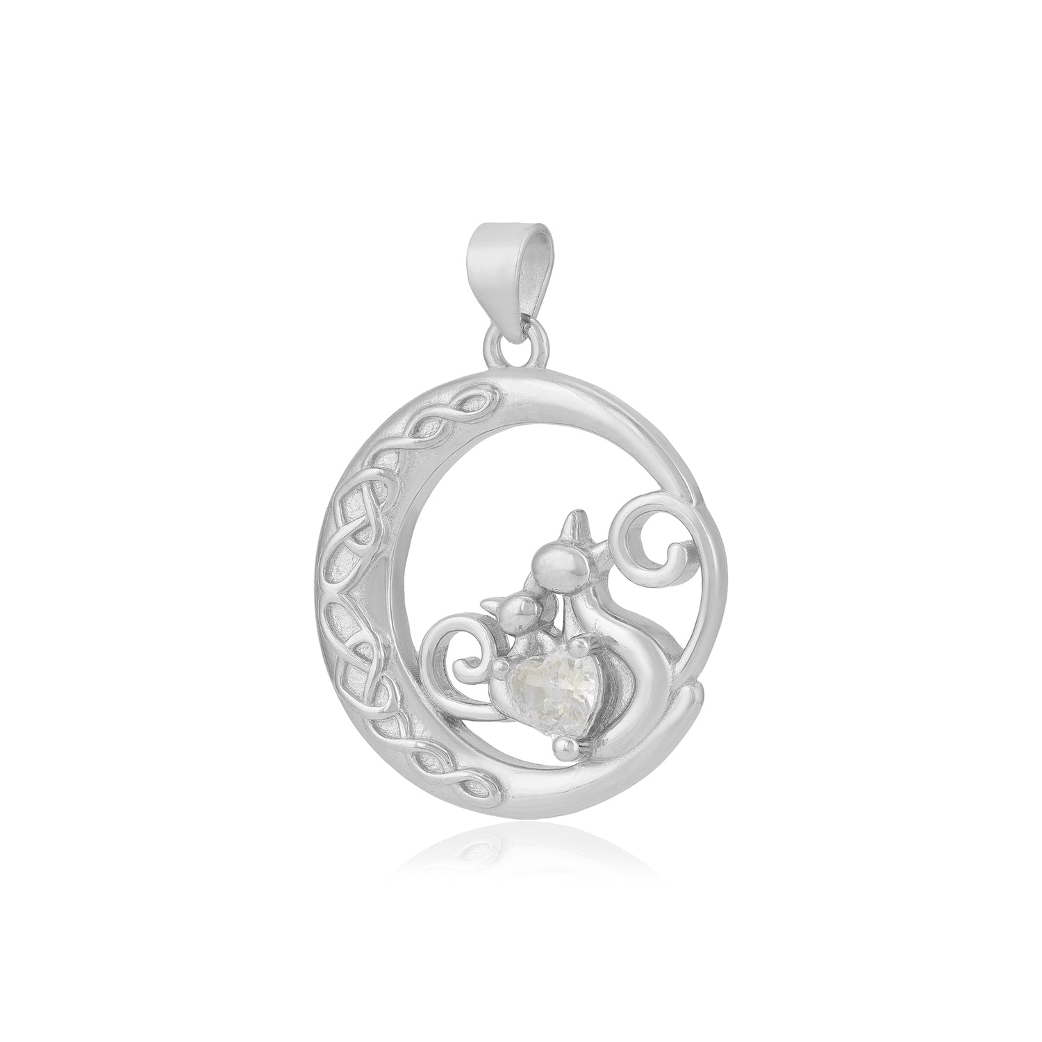 Eternal Cats Love Rhodium Infinity Hearts Pendants