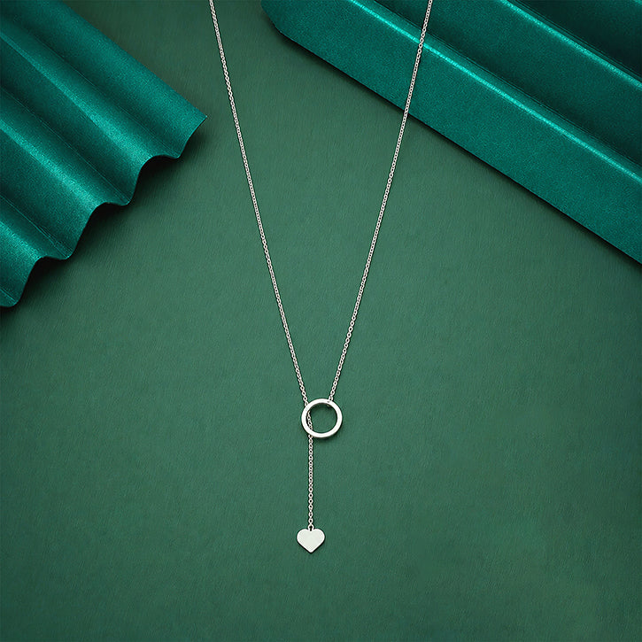 Eternal Circle 925 Sterling Silver Heart Drop Chain