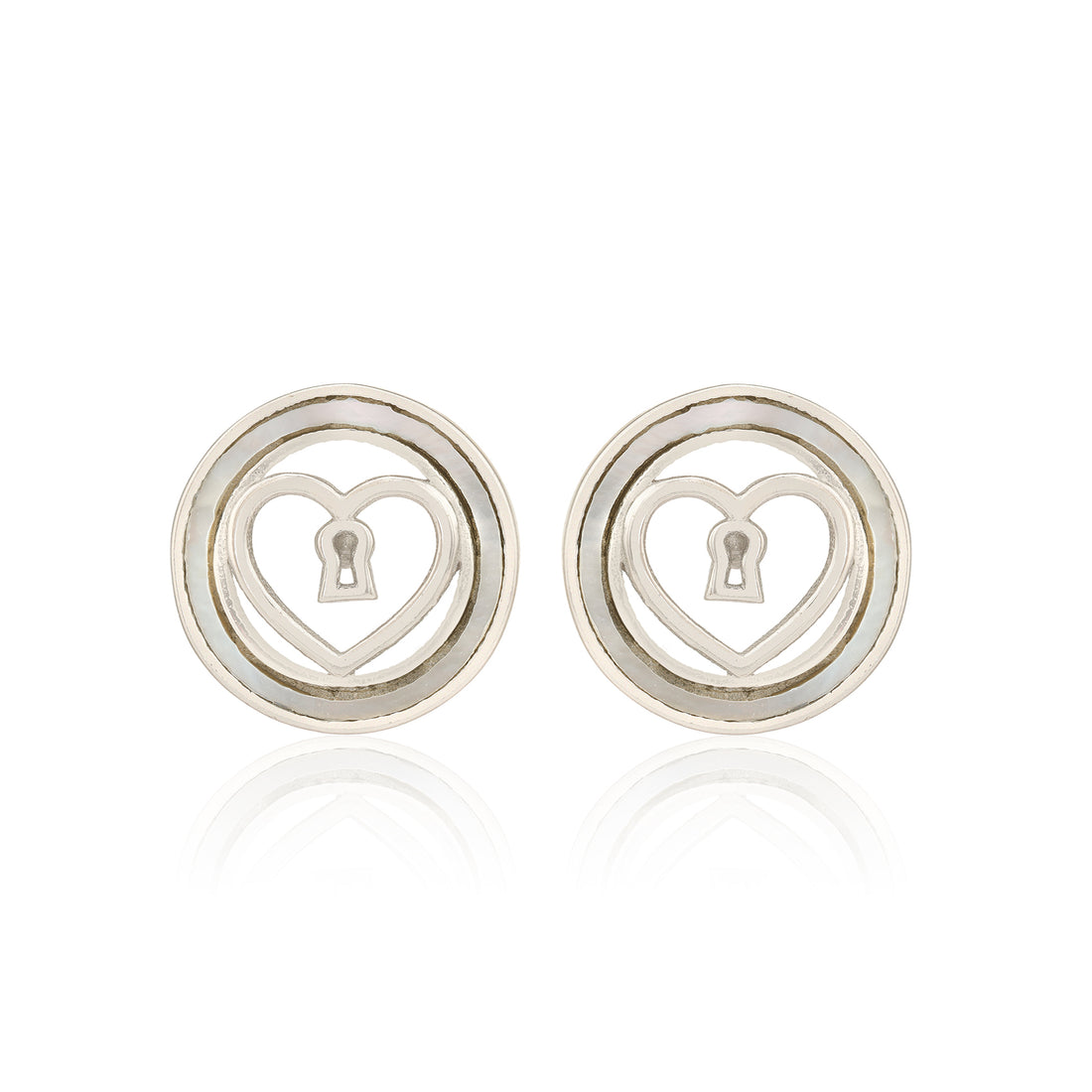 Eternal Heart Lock Rhodium 925 Studs