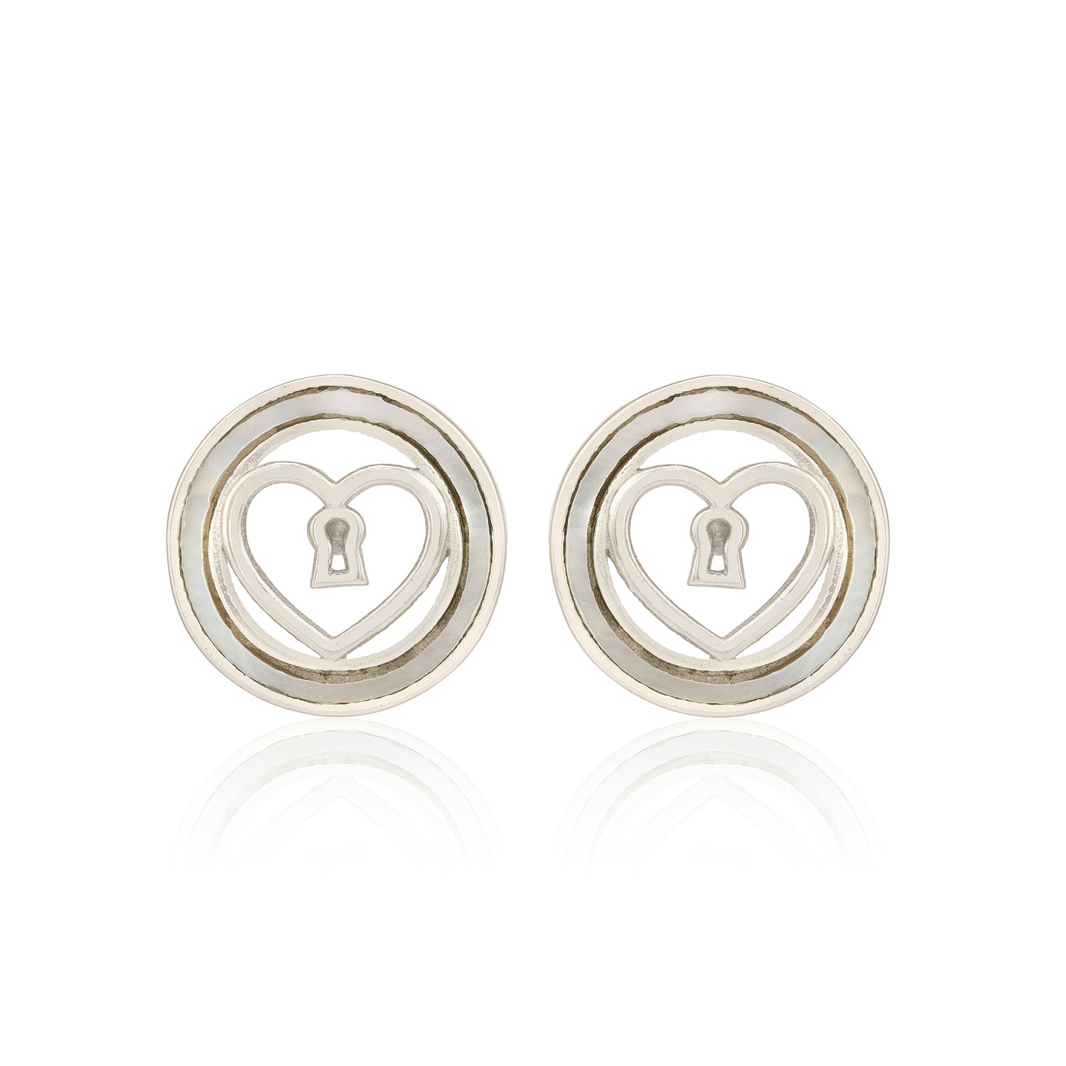 Eternal Heart Lock Rhodium 925 Studs