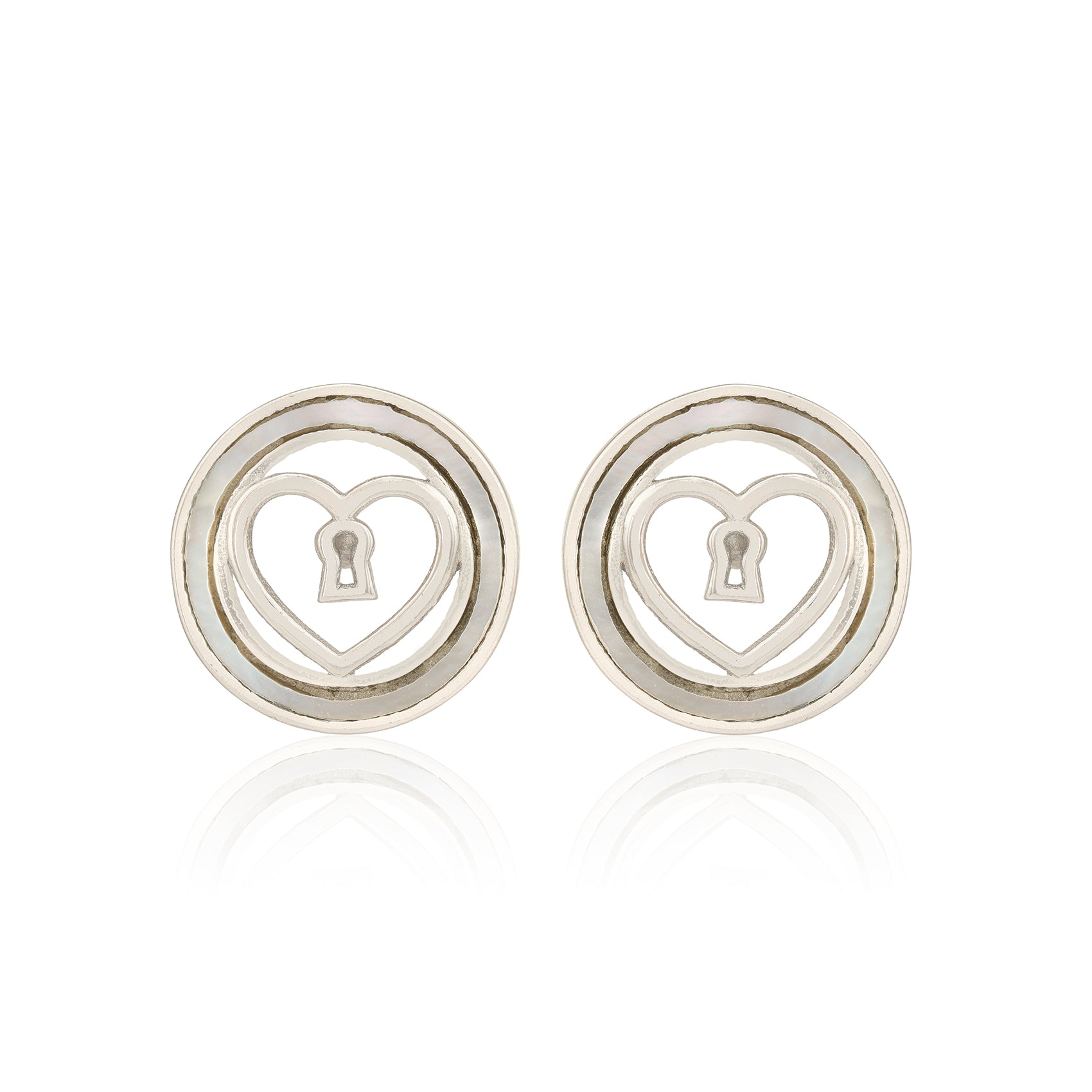 Eternal Heart Lock Rhodium 925 Studs