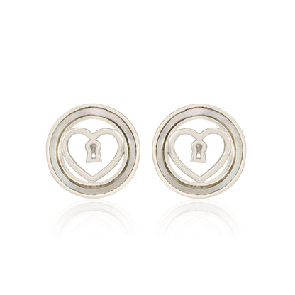 Eternal Heart Lock Rhodium 925 Studs