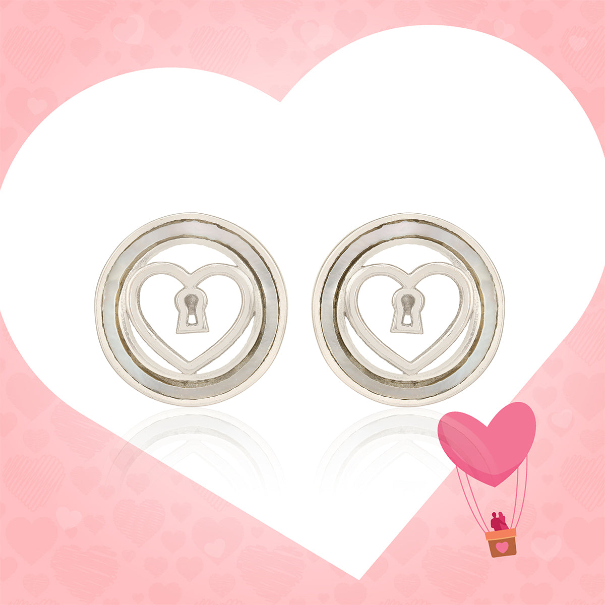 Eternal Heart Lock Rhodium Plated 925 Studs