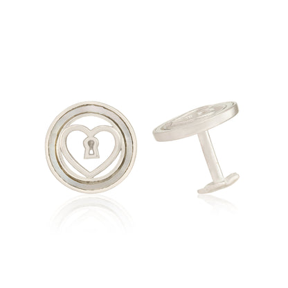 Eternal Heart Lock Rhodium Plated Studs