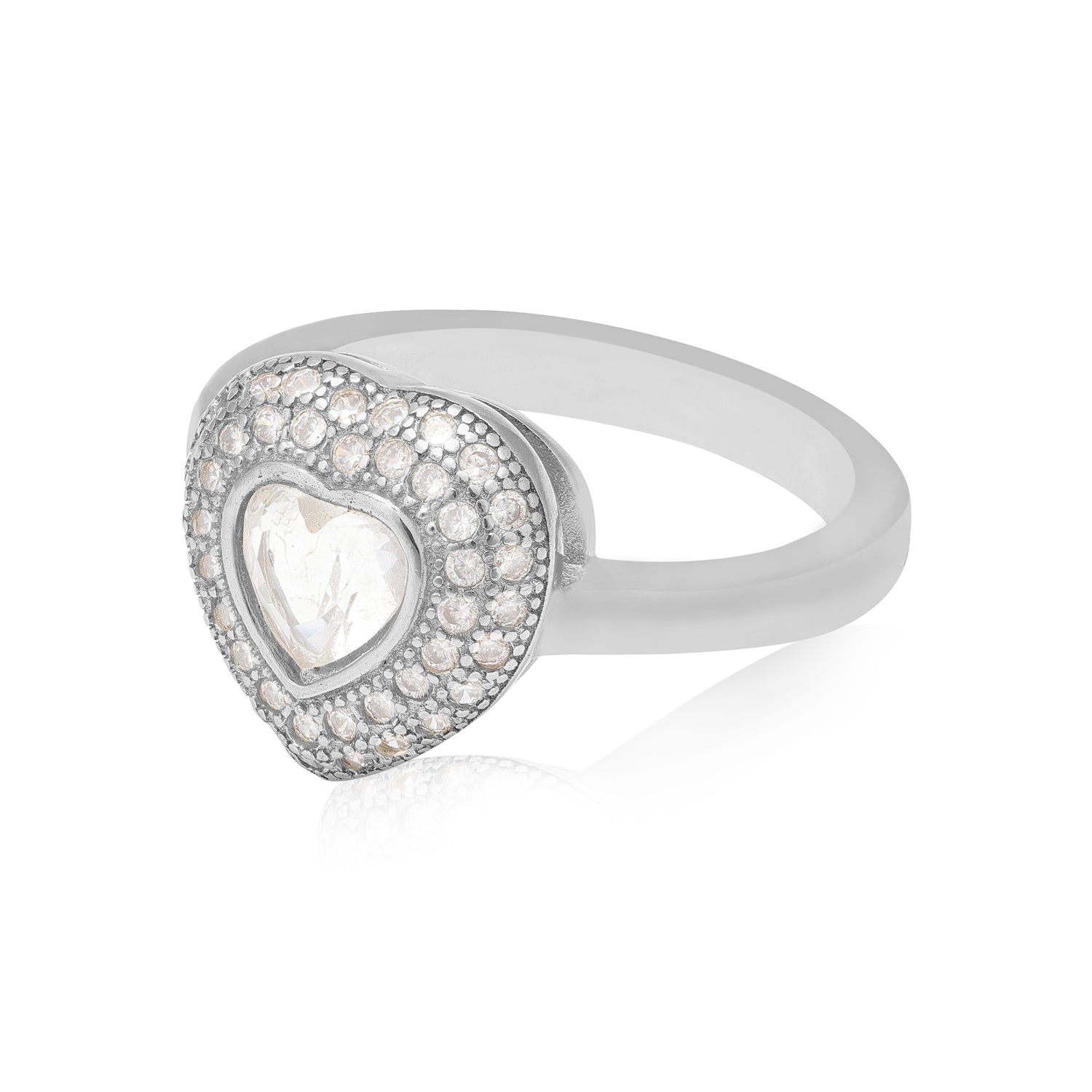 Eternal Heart Shine Rhodium Plated Ring 
