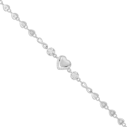 Eternal Infinity Rhodium 925 Centred Love Heart Bracelet