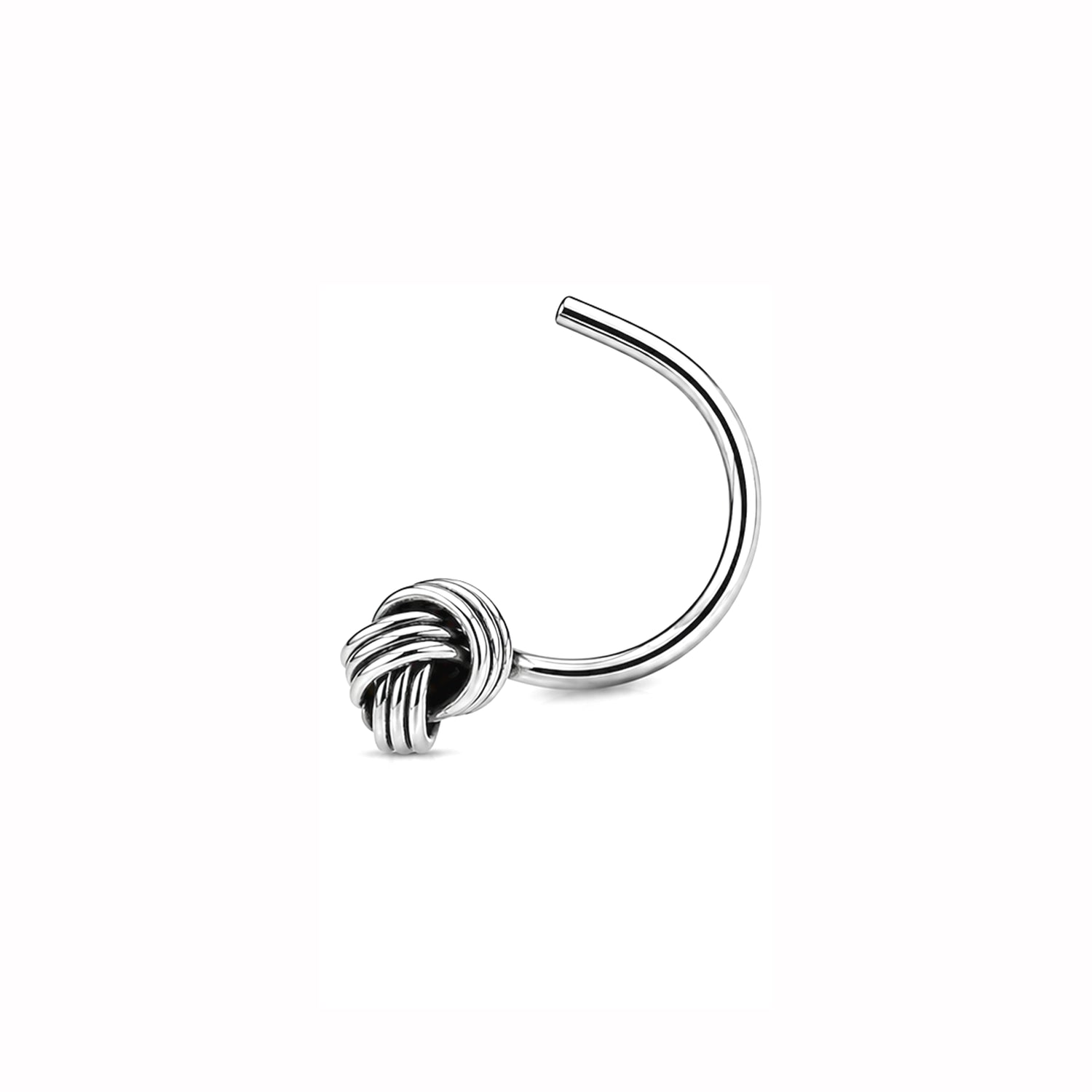Eternal Knot Silver Open Hoop Nose Ring