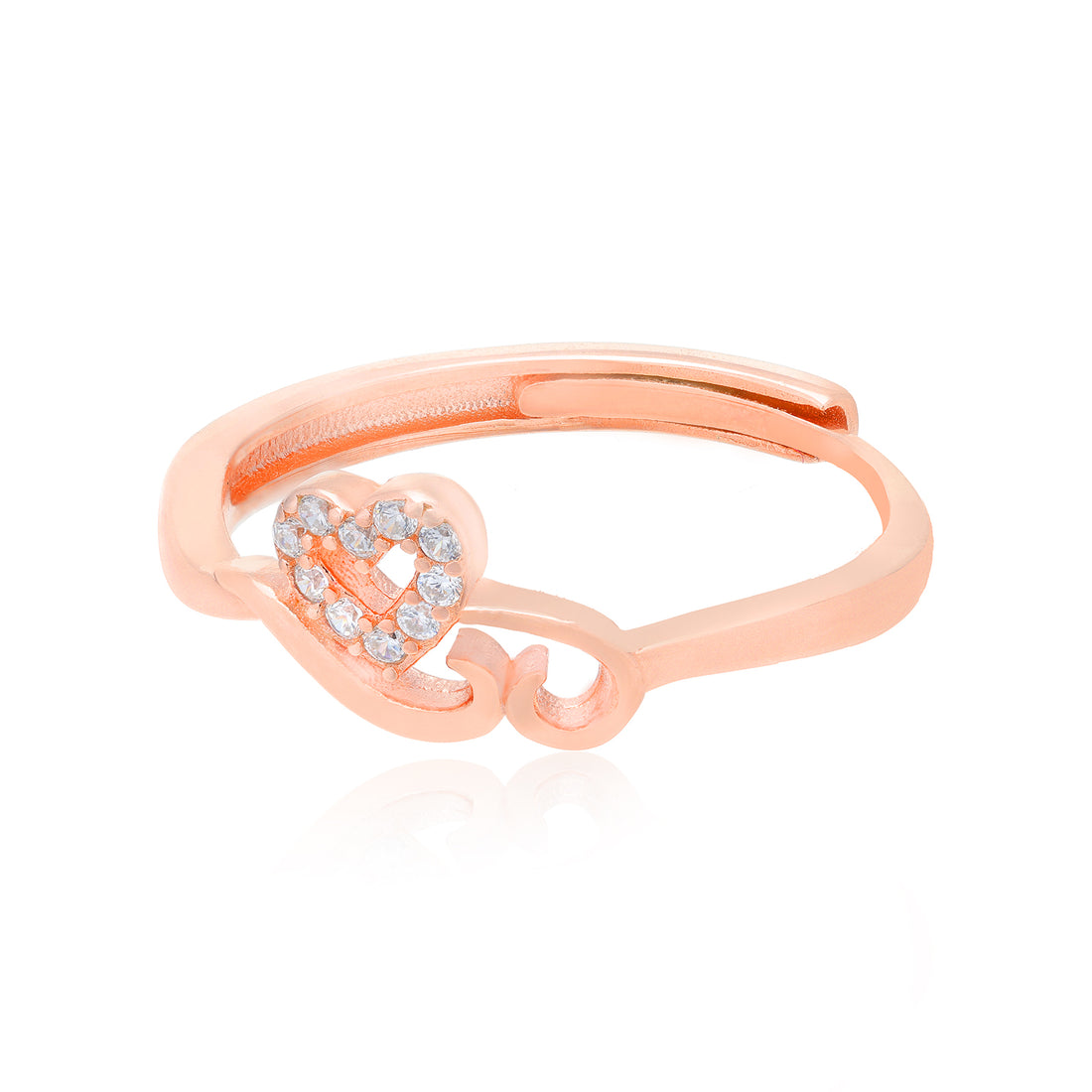 Eternal Love Heart Rose Gold Plated Accent White Stone Rings