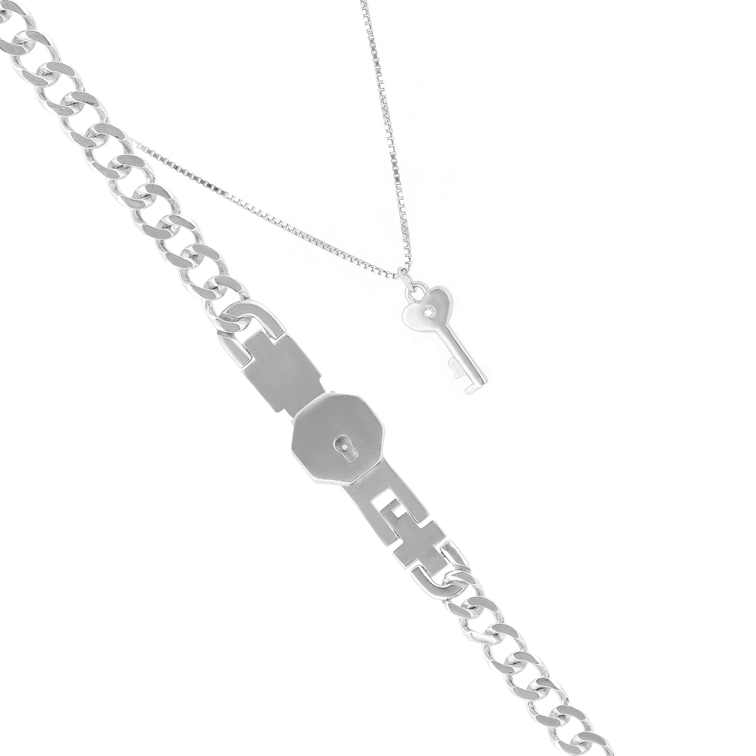 Eternal Love Lock and Key Bracelet &amp; Chain Pair