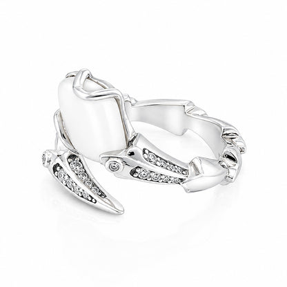 Ethereal Curve Design WhiteStone 925 Sterling Silver rings for men