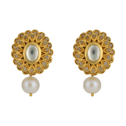 Ethereal Bloom 925 Gold Plated Pearl Drop Earrings

