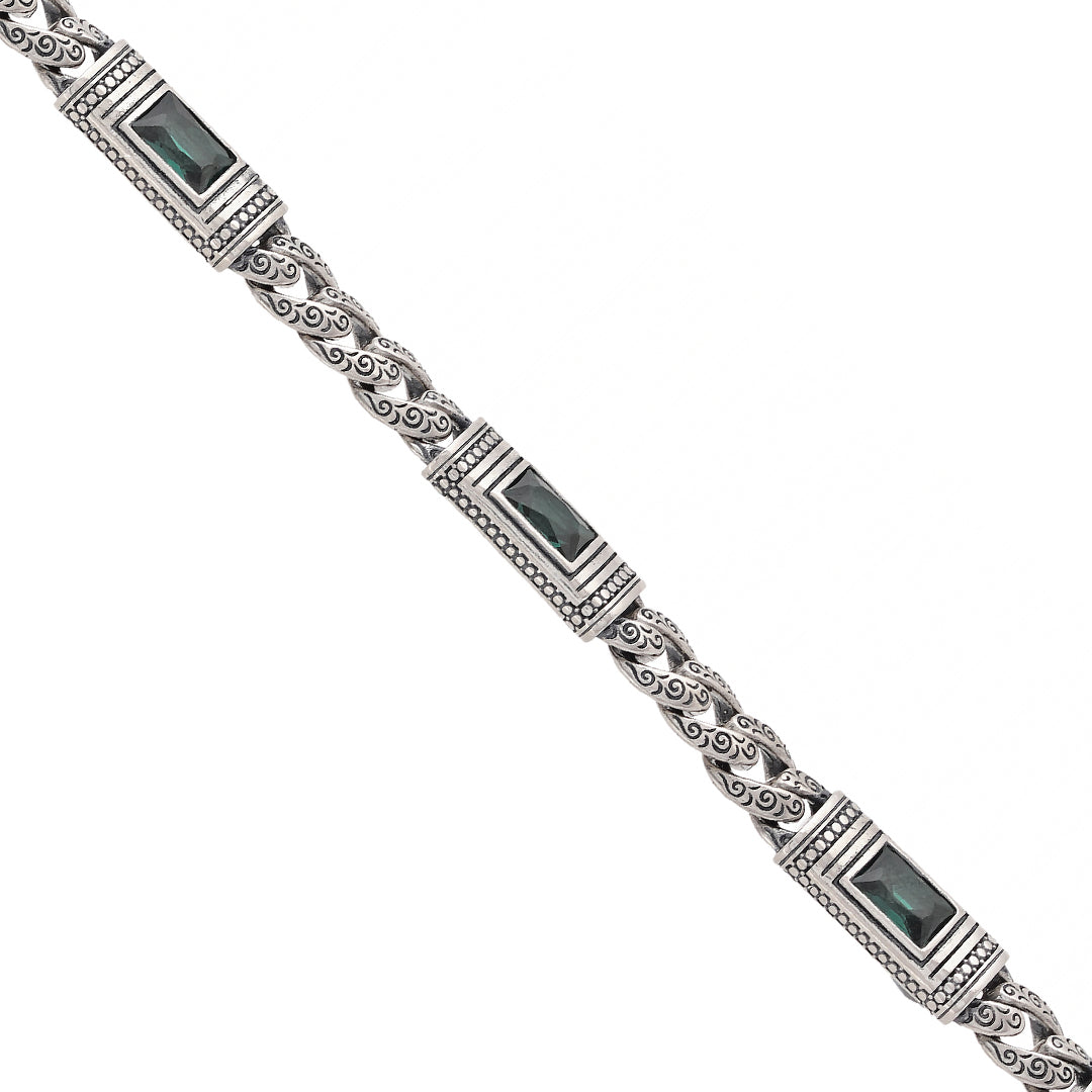 Ethereal Emerald Silver Chain Bracelet Online