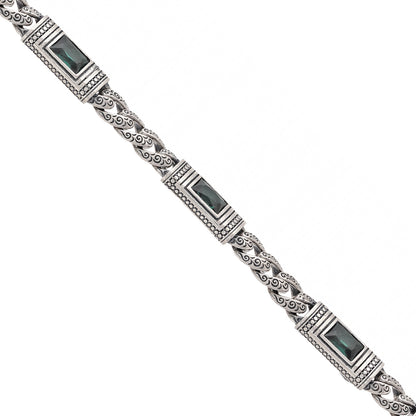 Ethereal Emerald Silver Chain Bracelet Online