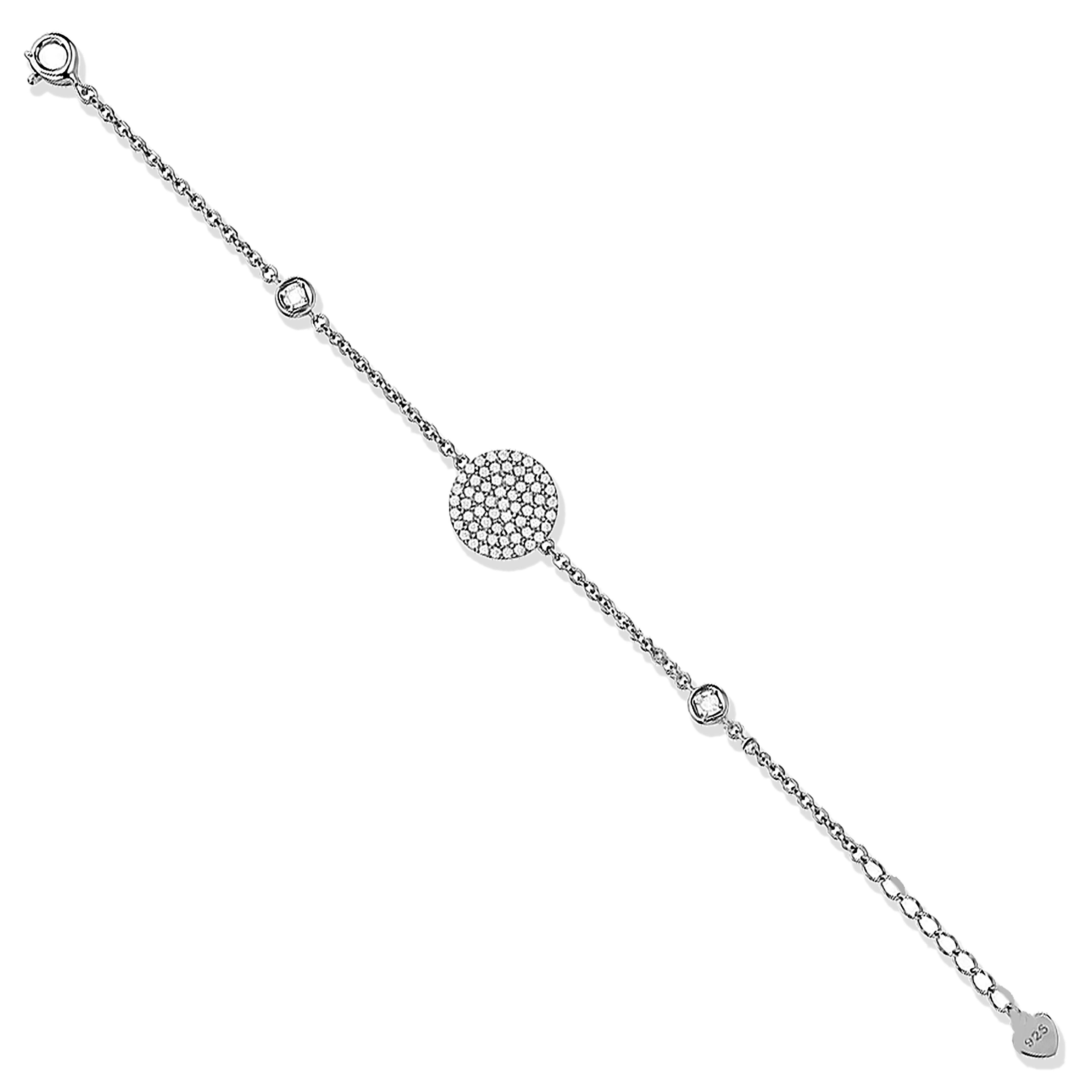 Ethereal Sparkle 925 Sterling Silver Round Bracelet for Women