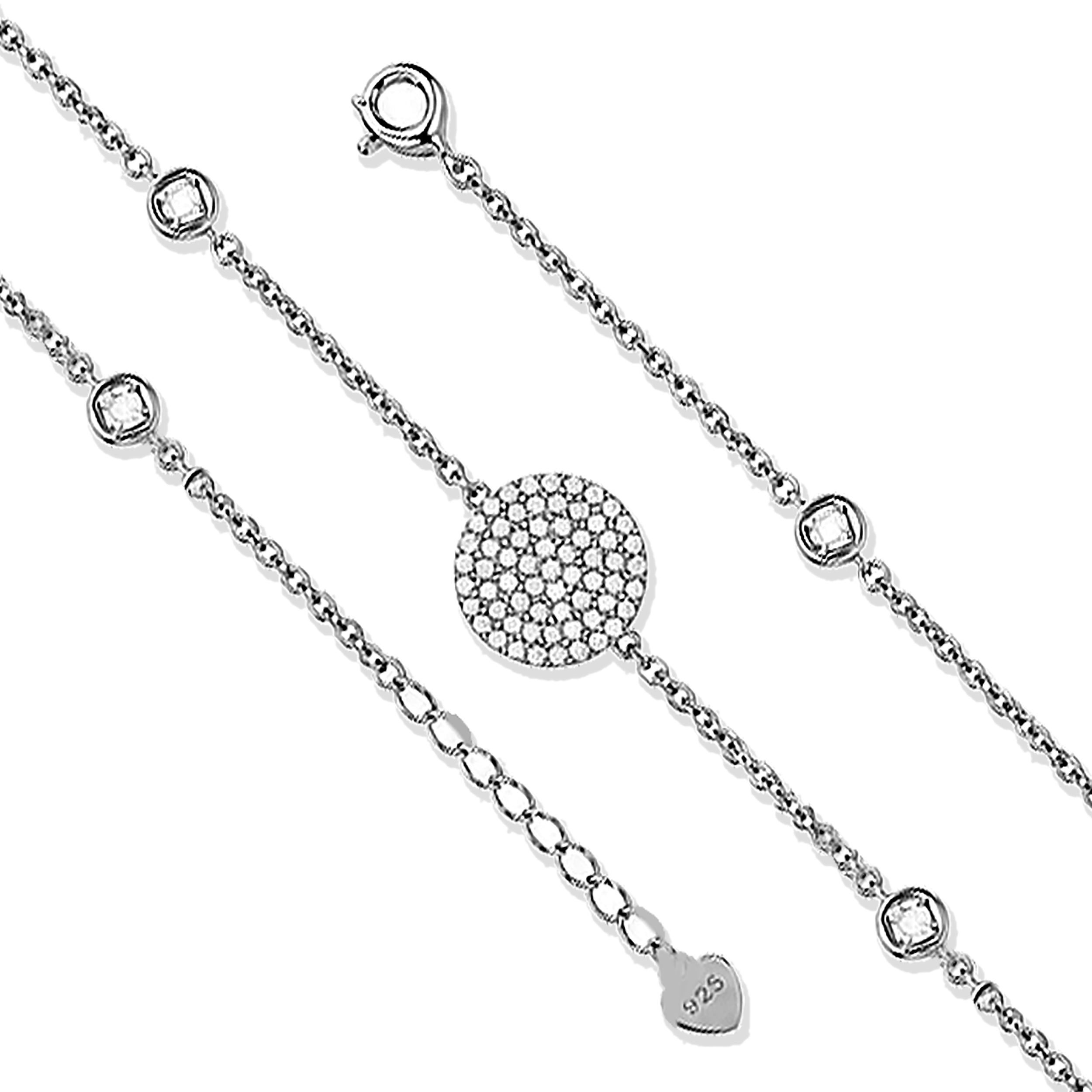 Ethereal Sparkle 925 Sterling Silver Round Bracelet for Women