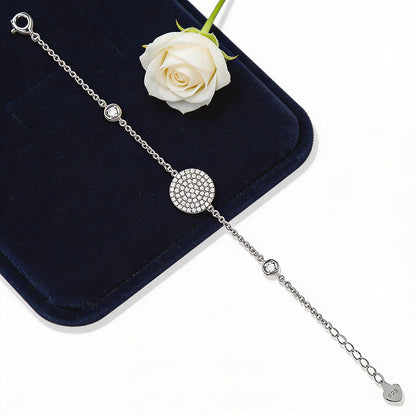 Ethereal Sparkle 925 Sterling Silver Round Bracelet for Women