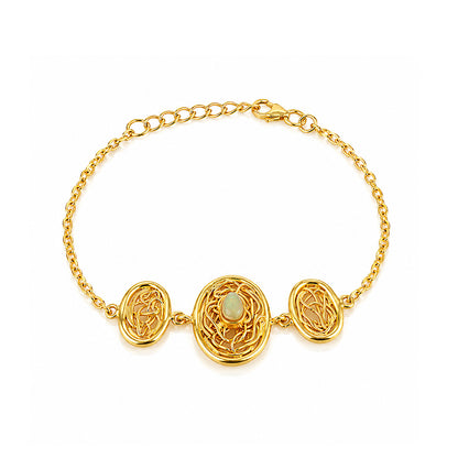 Ethereal Woven Medallion Opal Golden Statement Chain Bracelet