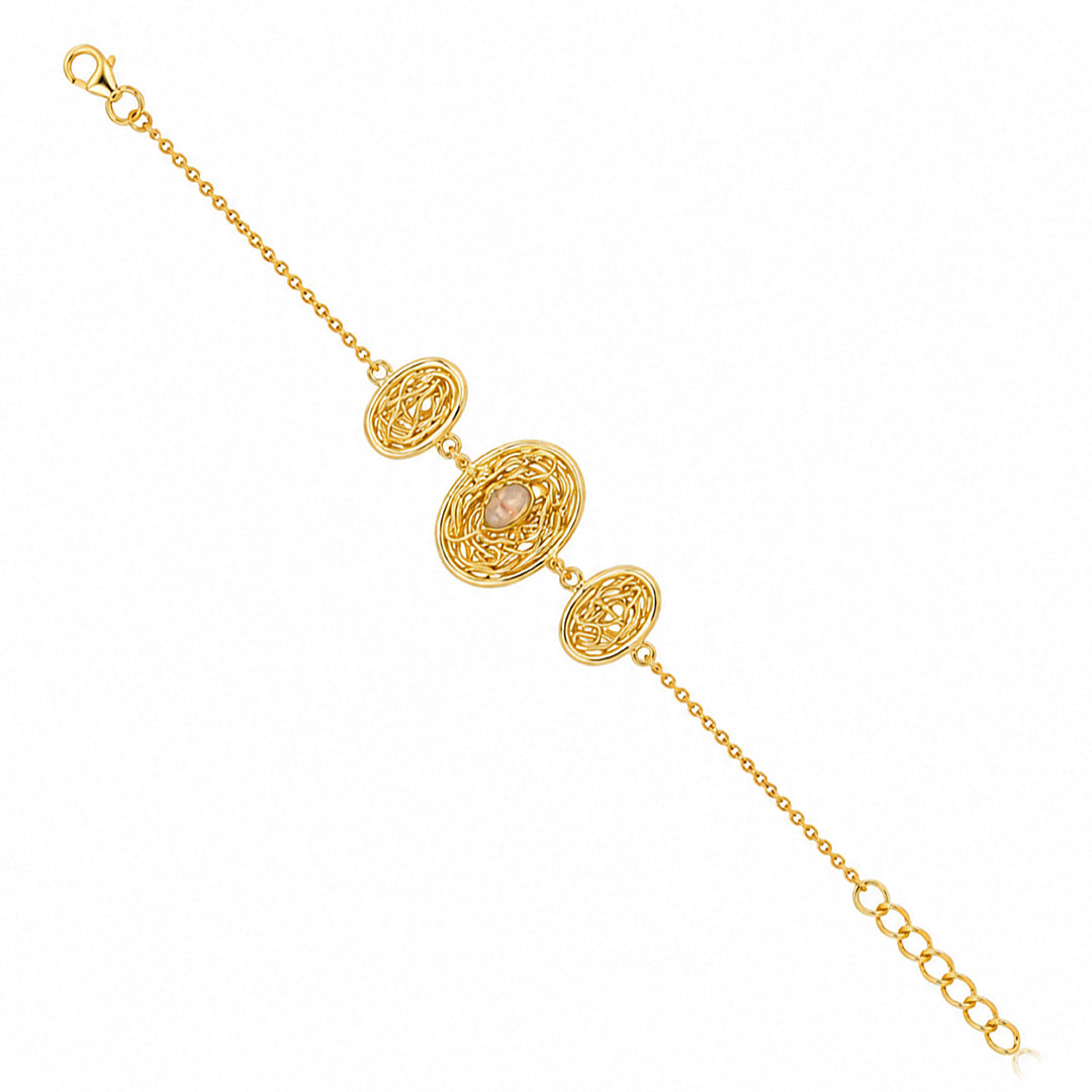 Ethereal Woven Medallion Opal Golden Statement Chain Bracelet