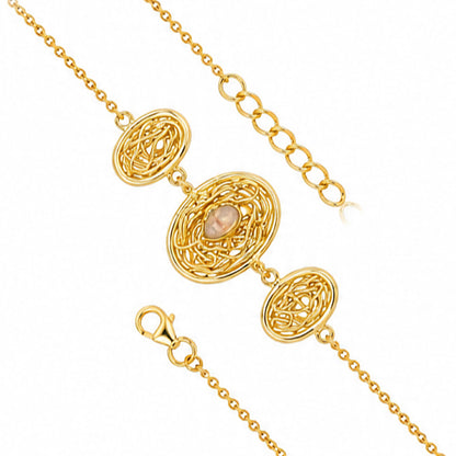 Ethereal Woven Medallion Opal Golden Statement Chain Bracelet