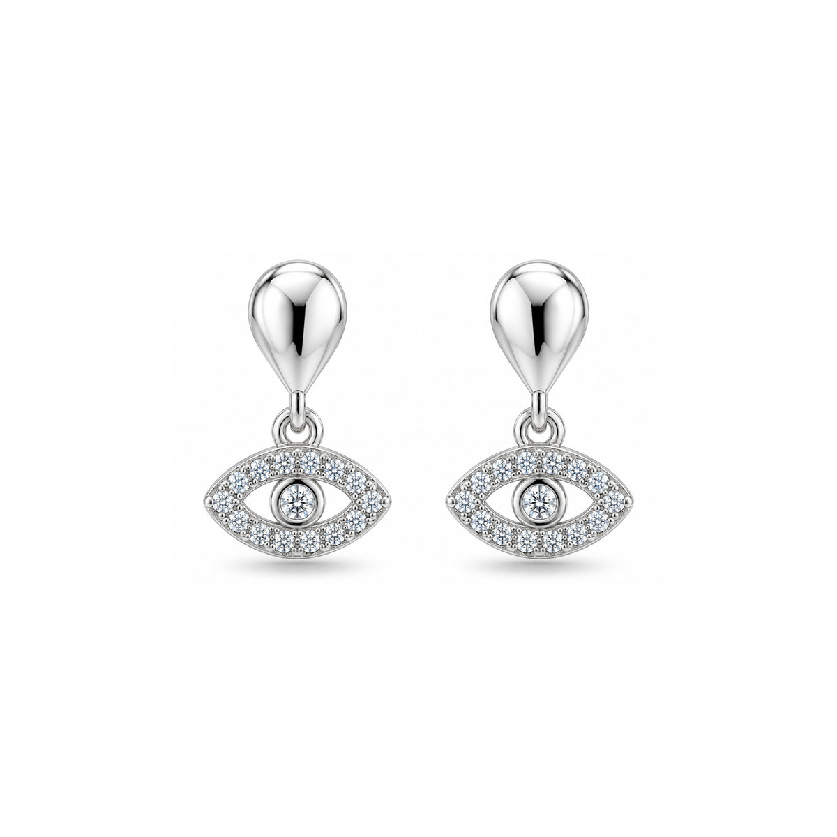 Evil Eye Drop Sterling Silver Earring