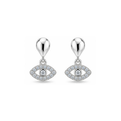 Evil Eye Drop Sterling Silver Earring