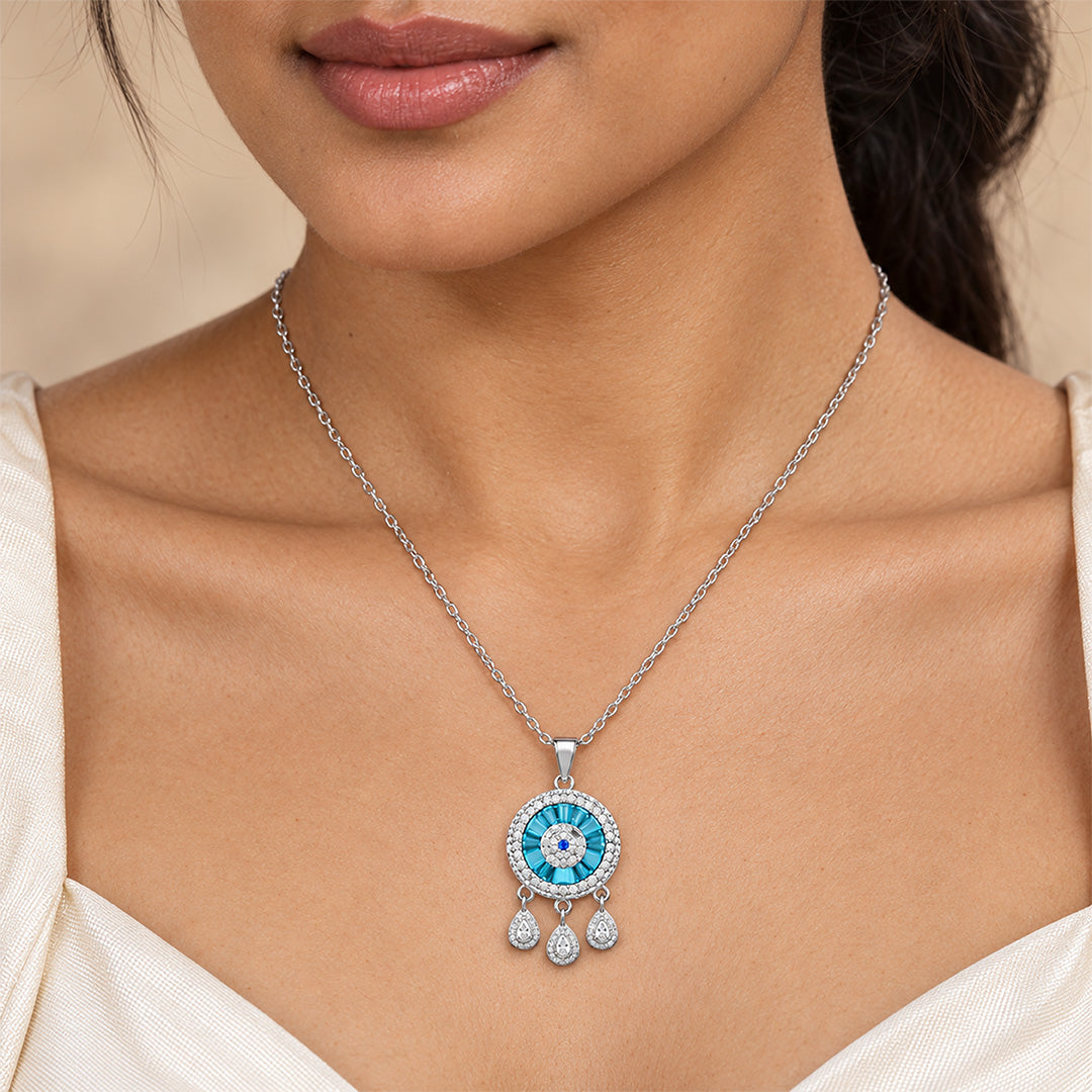 Evil Eye Dreamcatcher Sterling Silver Chain Pendant