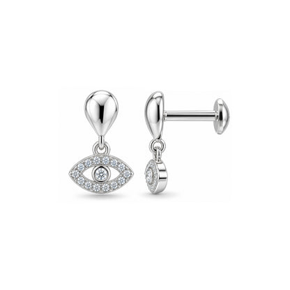 Evil Eye Drop Sterling Silver Earring