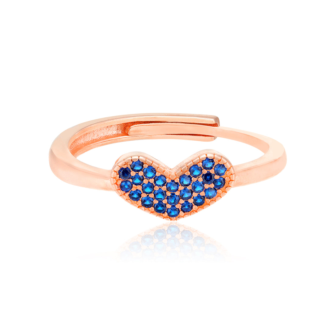 Exquisite 925 Rose Gold Radiant Blue Stone Detailing Rings