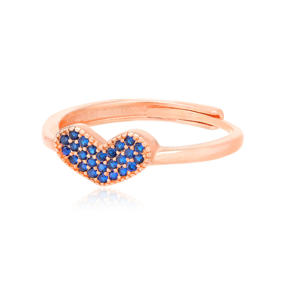 Exquisite Rose Gold Plated Radiant Blue Stone Detailing Rings