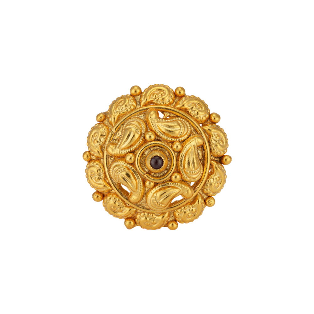 Exquisite Round Manga 925 Gold Plated Red Kemp Center Rings