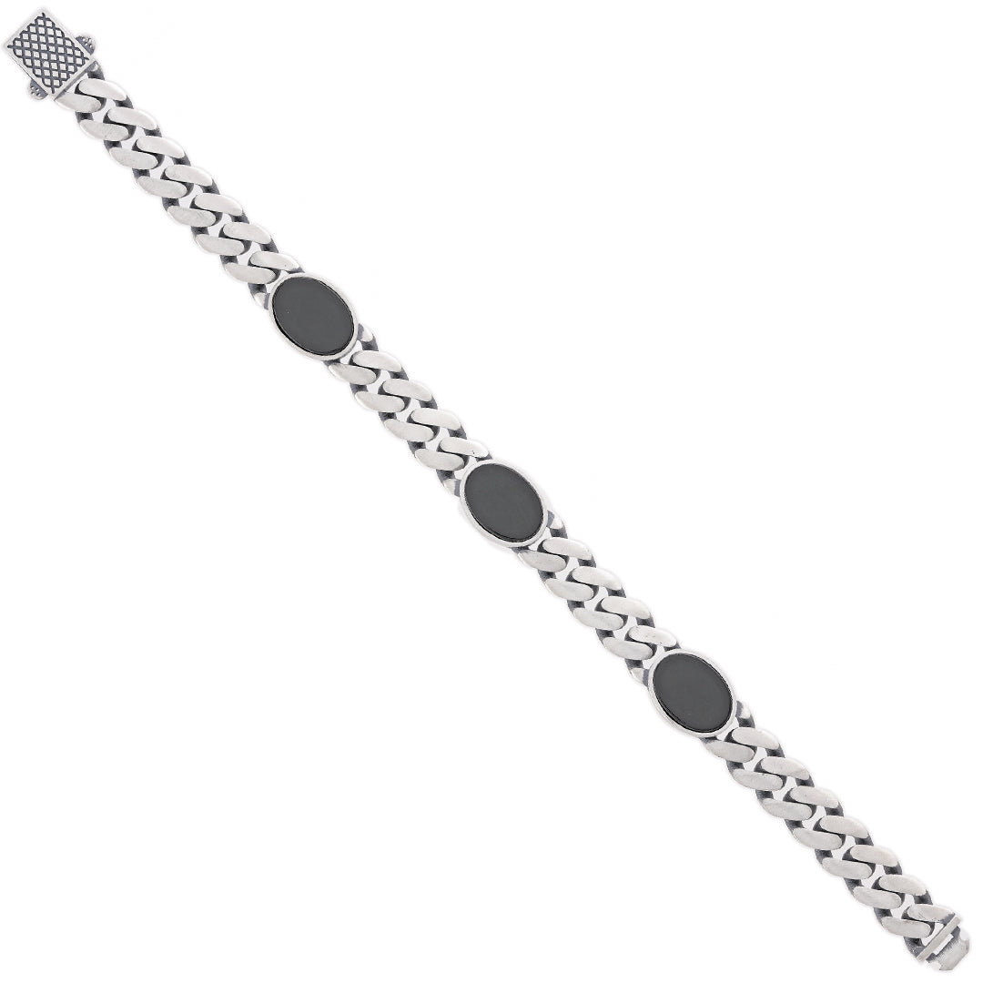 Fancy Oval Shape Interlocked Silver Bracelet Online