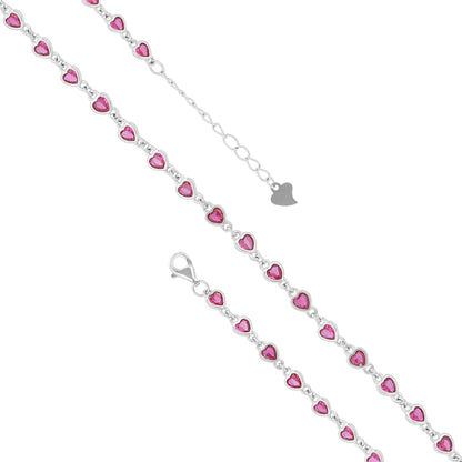 Fashionista Pink Hearts Rhodium Plated 925 Connected Bracelets