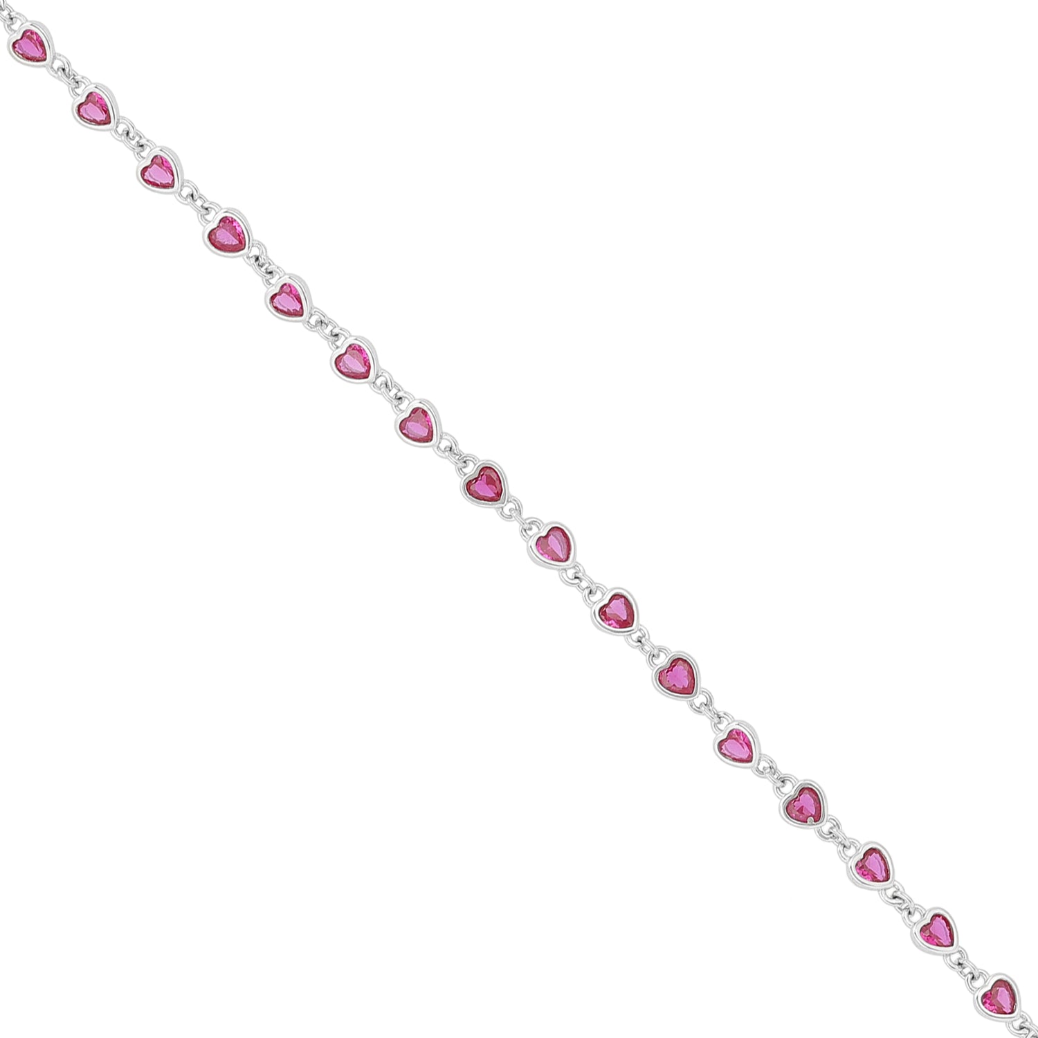 Fashionista Pink Hearts Rhodium Plated 925 Connected Bracelets
