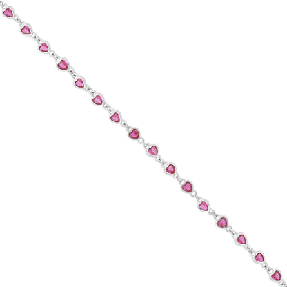 Fashionista Pink Hearts Rhodium Plated 925 Connected Bracelets
